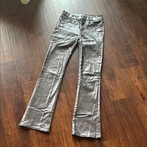 GAP Silver Metallic Flare Pants Baby Boot Mid Rise